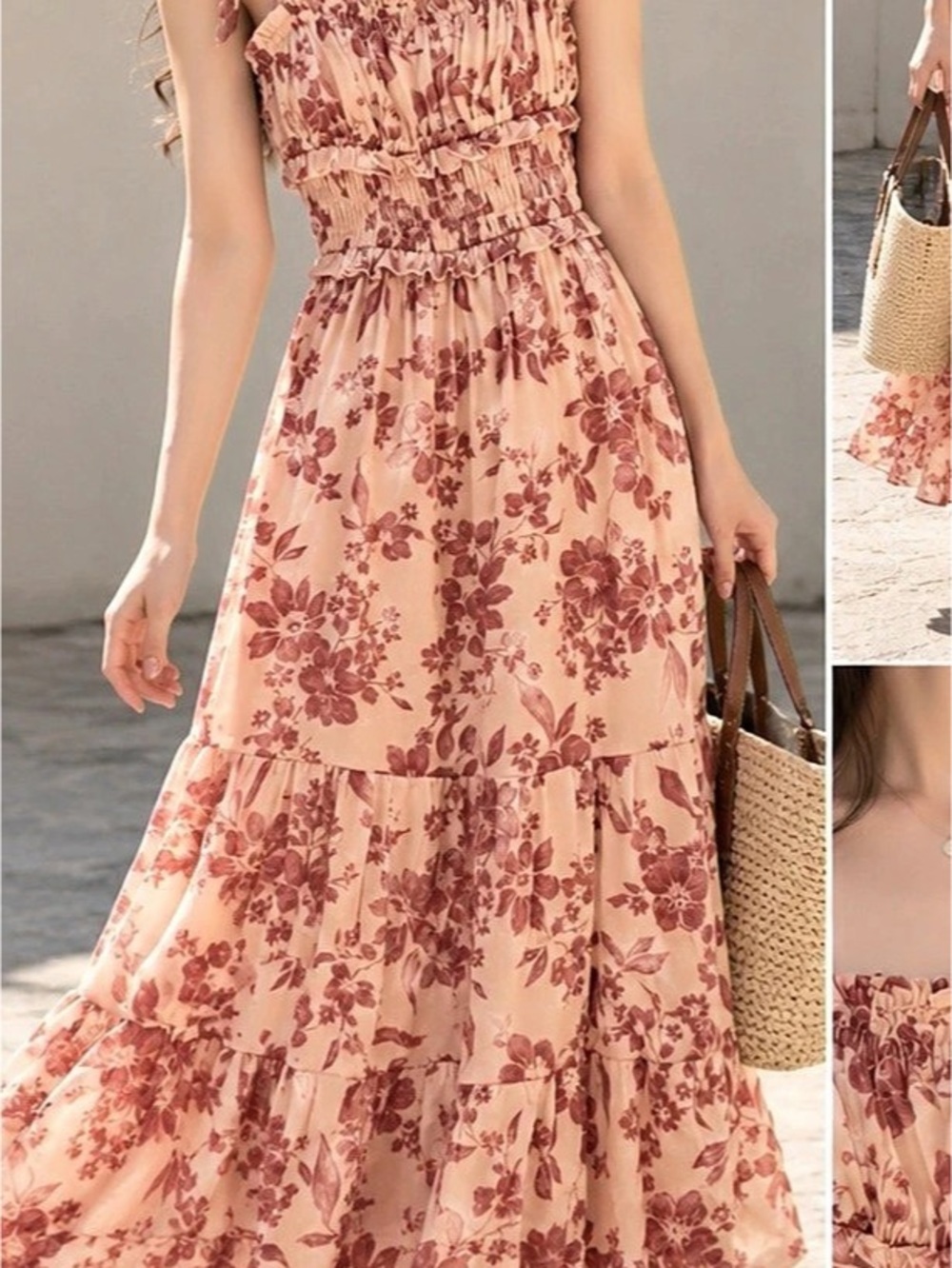 Just Found Pink & Red Floral Maxi Dress Size M NWT
